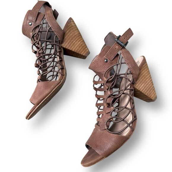 Vince Camuto Lace Up Block Heel Women’s Leather Sandals Size 7.5 - Picture 2 of 8
